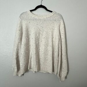 Loft pearl cream and pink sweater XL